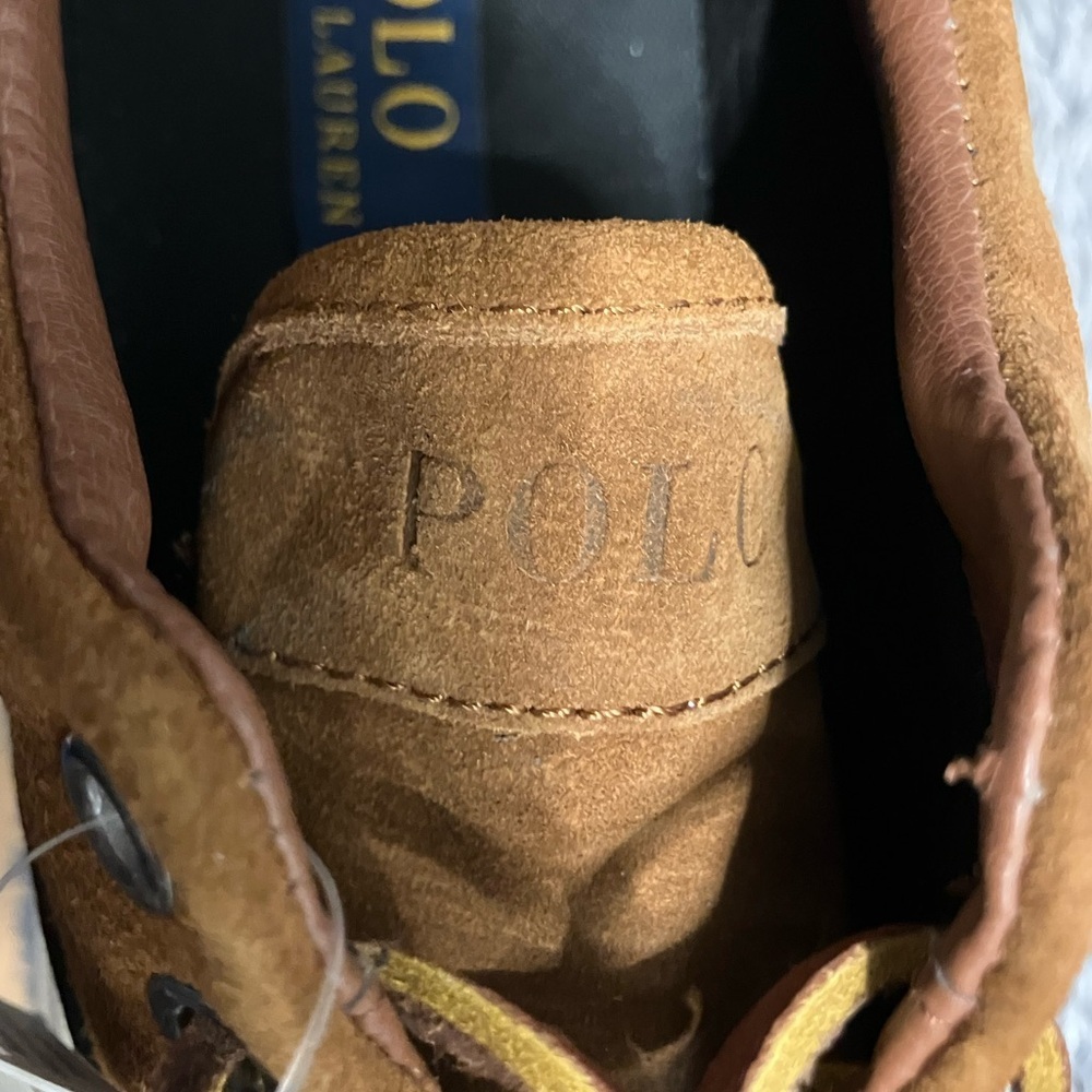 NIB Ralph Lauren Polo Vaughn Leather Men’s Saddle Sneakers Shoes Size 8.5 - Picture 11 of 13